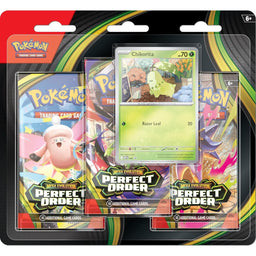 Perfect Order Mega Evolution Chikorita Promo Pokemon Booster 3-Pack