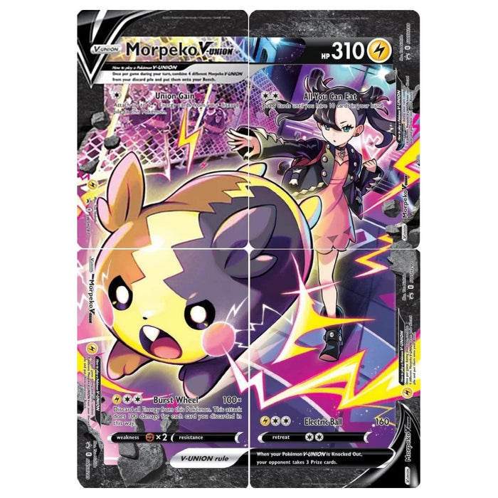 Morpeko V-Union Pokemon Crown Zenith Black Star Promo 4 Card Set + Prof Burnet