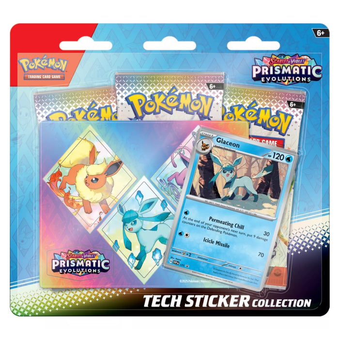 Glaceon Prismatic Evolutions Pokemon S&V Tech Sticker Collection 3-Pack