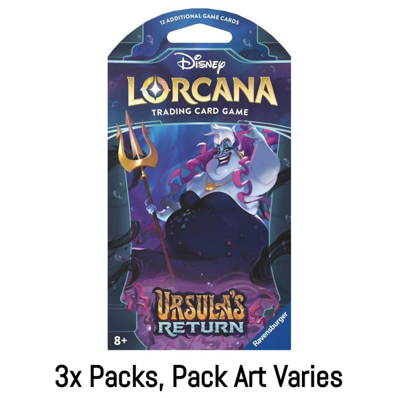 3x Packs, Ursula's Return Disney Lorcana Sleeved (Pack Art Varies)