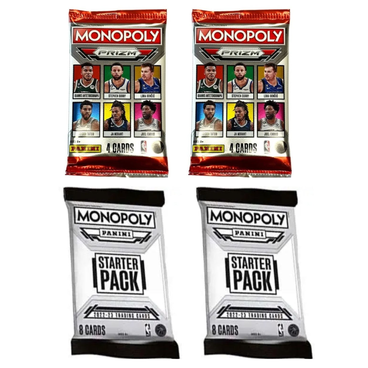 2022-23 Panini PRIZM NBA Edition Monopoly + Starter Packs (2 of Each, 4 Total)