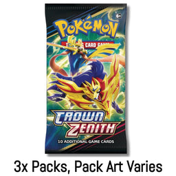 3x Packs, Crown Zenith Pokemon TCG Booster (Pack Art Varies)