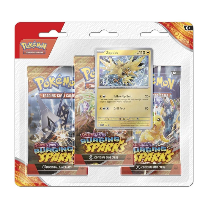 Surging Sparks Zapdos Promo Pokemon Scarlet & Violet TCG Booster 3-Pack