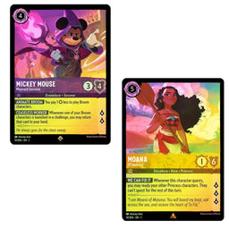 Mickey Sorcerer + Moana Foils + First Chap Lorcana Amber & Amethyst Starter Deck