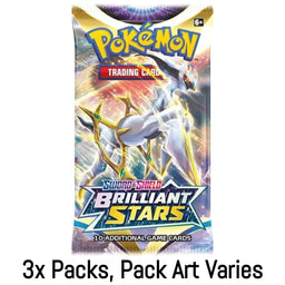 3x Packs, Brilliant Stars Pokemon TCG Booster (Pack Art Varies)